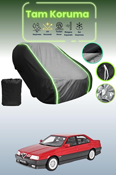 Dokaca Neo غطاء حماية متوافق مع سيارة ألفا روميو 164 باللون الأسود_الرمادي_الأسود النيون قماش مجدّل