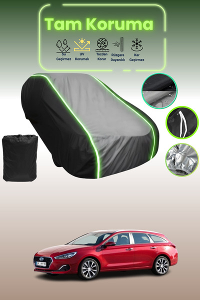 Dokaca Neo غطاء حماية متوافق مع سيارة Hyundai I30 Estate 2019 - 2021 باللون الأسود_الرمادي_الأسود النيون