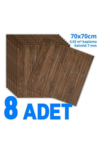 HORECA MARKET 3D Kendinden Yapışkanlı Duvar Kağıdı Strafor Köpük Koyu ahşap 7...