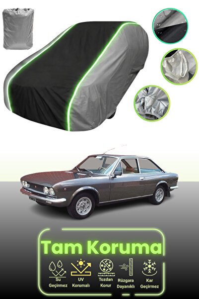 Dokaca Neo غطاء حماية للسيارة باللون الرمادي والأسود والرمادي النيون قماش مجدّل فيات 124 سبورت كوبيه Bc 1969 - 1972 متوافق مع غطاء حماية السيارة