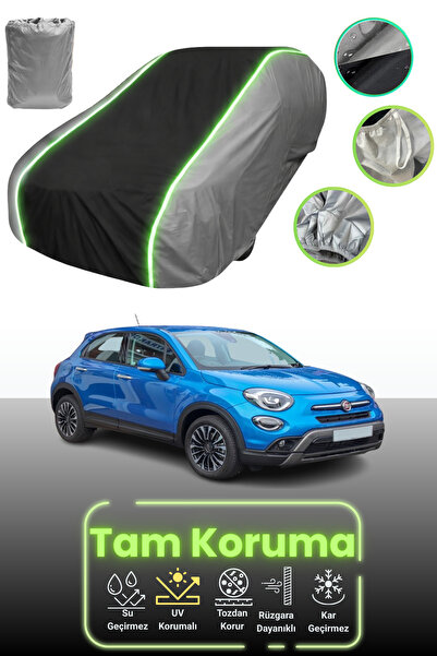 Dokaca Neo غطاء حماية للسيارة باللون الرمادي والأسود والرمادي النيون قماش مجدّل متوافق مع سيارة فيات 500X كروس/سيتي كروس