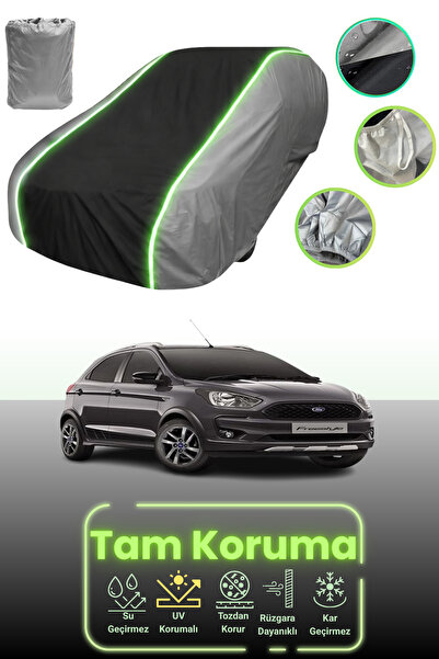 Dokaca Neo غطاء حماية للسيارة باللون الرمادي والأسود والرمادي النيون قماش مجدّل متوافق مع سيارة فورد فريستايل