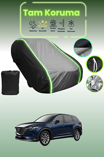 Dokaca Neo غطاء حماية متوافق مع سيارة مازدا سي إكس-9 قماش مجدّل باللون الأسود_الرمادي_الأسود النيون