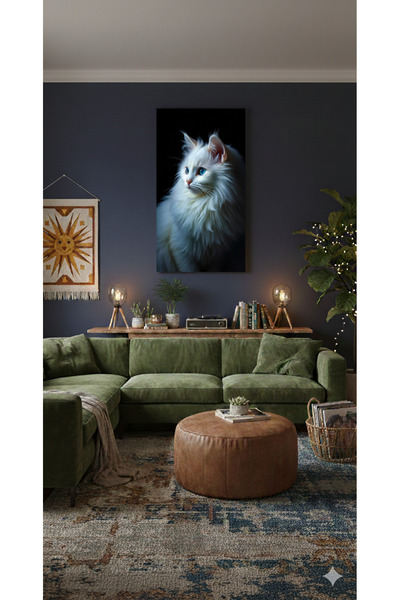 BLT DİZAYN Special Design Glass Wall Painting for Cat Lovers
