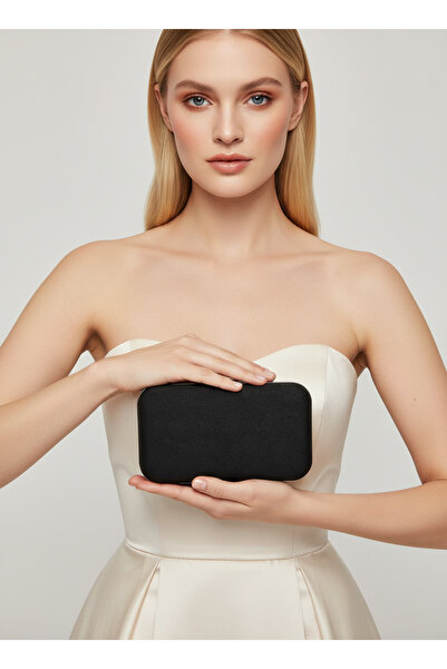 Biçanta Geantă de seară pentru femei, cu mâner cu lanț din piele de căprioară de lux, negru argintiu, nuntă, logodnă, absolvire