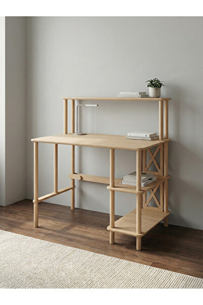 CMDWOOD VENA Çalışma Masası Mdf ve Ahşap Ayak 3 Raflı - Çalışma Masası-Ders Masası -Ofis Masası