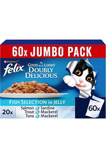 Generic Felix As Good As It Looks Double Delicious Cat Food in Jelly, Promotional Pack (85g) (50+10 Free)