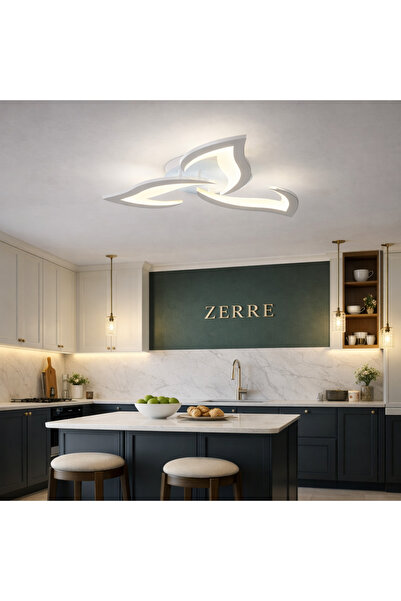 ZERRE Shop ARİA Beyaz Plafonyer Lüks Modern 3'Lü Günışığı Ledli Avize