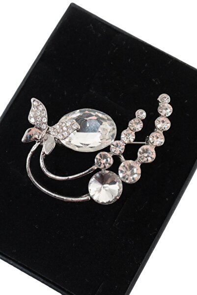 KEEBA Yeniden Doğuşun Hikayesi Kelebek Broş Elmas Kesim Taşlı Gümüş Renkli Ke...