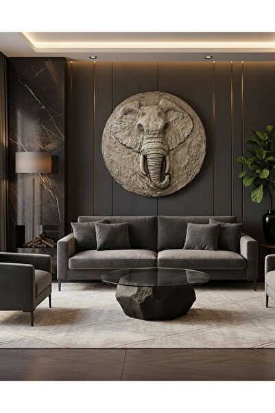 orienss El Yapımı Fil Kafası Heykel Tablo