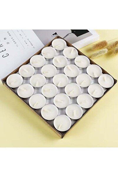 Generic مجموعة شموع شاي بيضاء عديمة الدخان مكونة من 50 قطعة - شموع تدوم طويلاً ونظيفة الاحتراق لتزيين المنزل