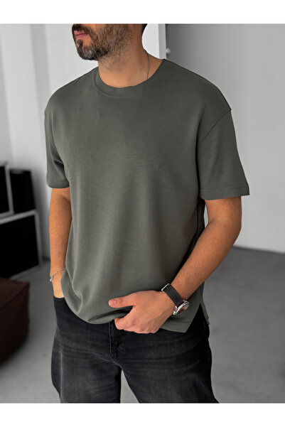 BYBASICMAN تي شيرت من قماش الكاكي المودال قماش قابل للتمدد قصة ضيقة BY-723