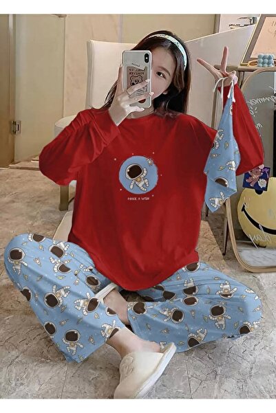 Silona Homewear Σετ γυναικείων πιτζαμών Bahd Astronaut-red Süpersoft