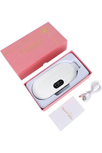 Generic وسادة تدفئة محمولة لاسلكية للحيض، حزام تدليك سريع التسخين بقوة 15 واط، 3 إعدادات، علاج التحفيز الكهربائي للعضلات، أبيض