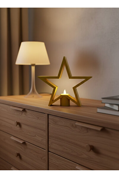 Najmaddin حامل شموع أصفر على شكل نجمة، إكسسوار منزلي خفيف