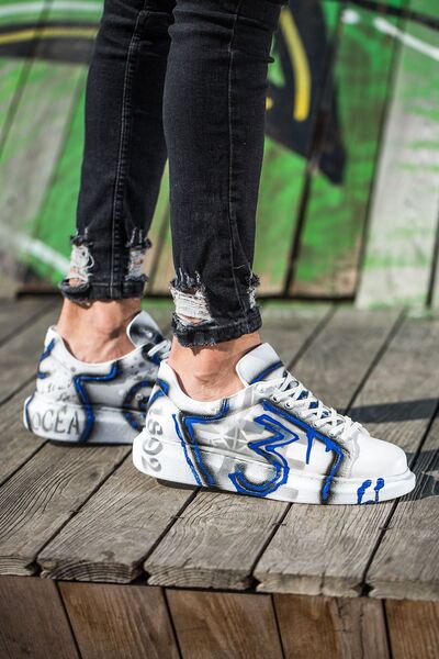 Chekich Ch254 - Cbt Pittura Men's Shoes 423 Blue Black Graffiti R3