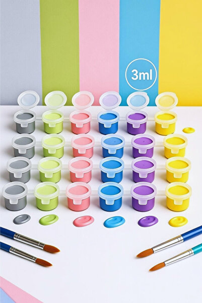 NEON PLUS Akrilik Chalky Boya 3 ml 6 Renk 5 Paket Mini Taş Ahşap Seramik Tuval Alçı Tuval Etkinlik Boyama