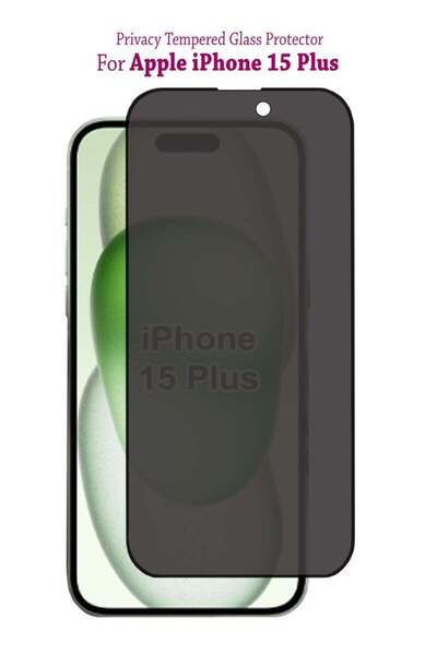 Generic واقي شاشة زجاجي مقوى لاصق بالكامل، بتقنية "الدرع الخفي غير المرئي" لهاتف آيفون 15 بلس من آبل، لحماية الخصوصية