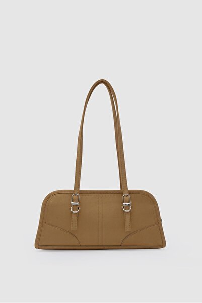 Shule Bags Vanity Suede Baguette Bag Brown