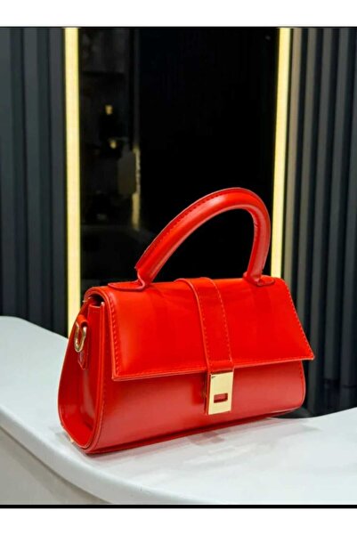 ÖZÜM TAKI Women's Small Size Classic Hand and Shoulder Bag in Pomegranate Color
