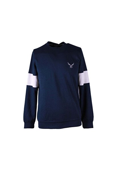 trender Piece Sleeve O Neck Navy Blue Men's Sweatshirt 229