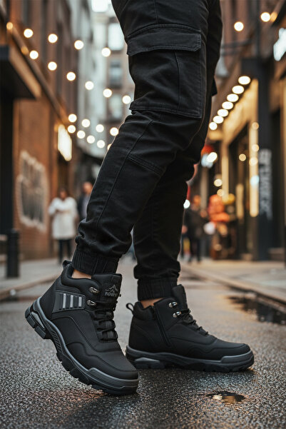 WALKWAY 444 Αντιολισθητικές μπότες Unisex με αντοχή στο κρύο σε μαύρο-γκρι χρώμα