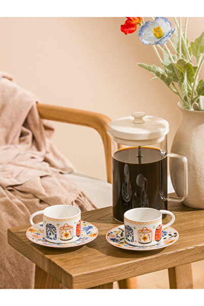 LC Waikiki Lcw Home Mixed Printed 2-Person Porcelain Coffee Cup Set