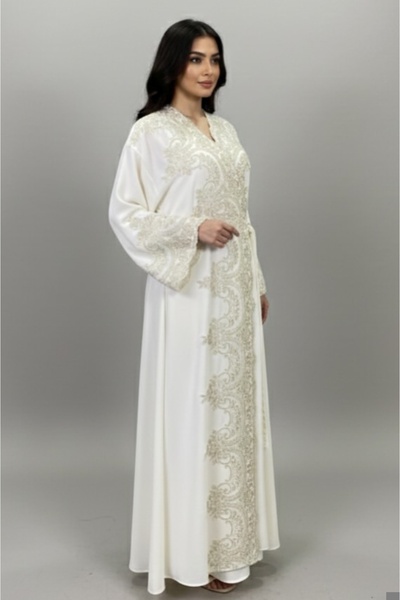 Home Fransız Dantelli Krep Namaz Elbisesi – Hafif, Şık, Özel Dikim