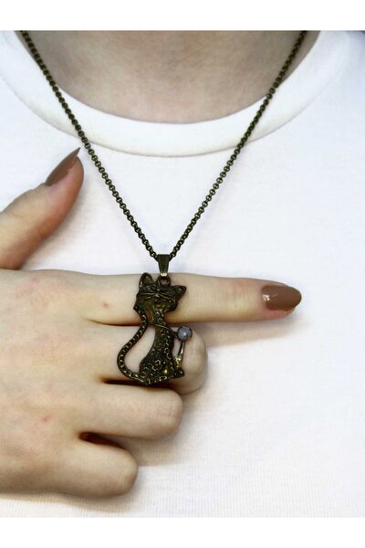 esha Natural Stone Moonstone Natural Stone Cat Model Ancient Woman Necklace E...