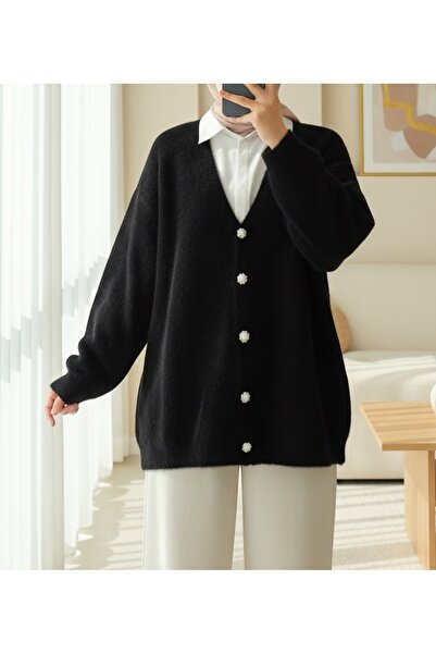 Vaniza Standard Size Button Detailed Knitwear Cardigan