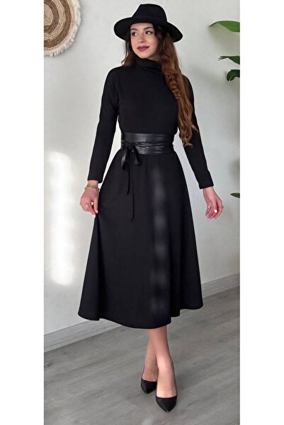Şamdan Belt Detailed Knitwear Dress