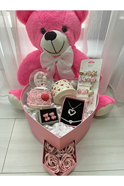 Lavienta Sevgililer Gününe Özel Ayıcıklı Çekmeceli Kutu (Kırmızı, Lila, Pembe)