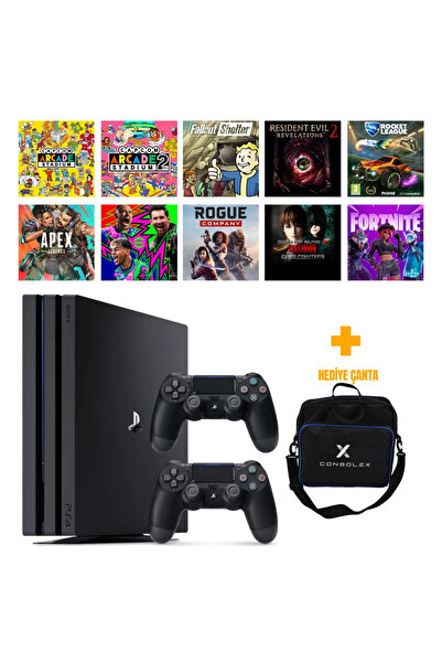 Sony PlayStation 4 Pro 1TB + 10 Dijital Oyun + Çift Kol + ConsoleX Çanta (Yen...