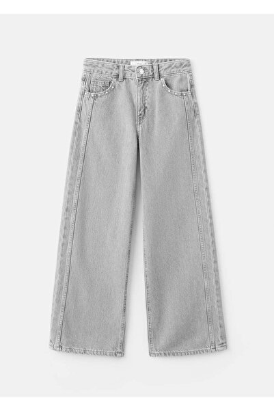 MANGO Kids Wideleg zımbalı jean pantolon