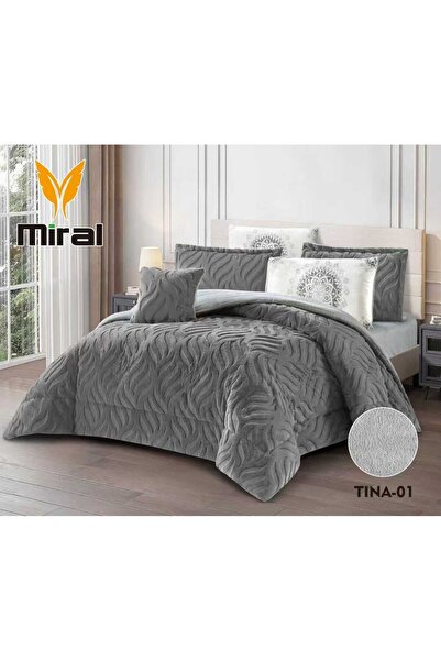 Marina TINA Winter Bedspread, Single and a Half Size, 5 Pieces, For Lovers of Luxury, Velvet with Heavy Filling