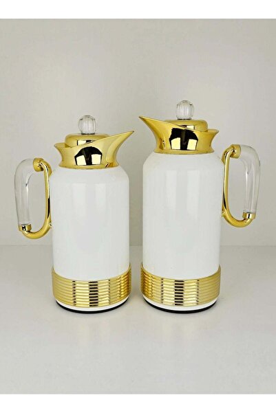 Damanhoor Thermos Flask Handmade Design 2Pc with Glass Insert 1L For Tea Coffee