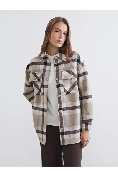 LC Waikiki Καρό oversized Γυναικείο πουκάμισο (W5)