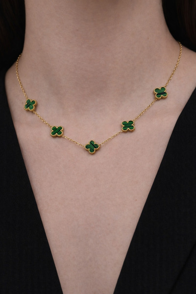 Bellasmi Butik Çelik yonca detay kolye