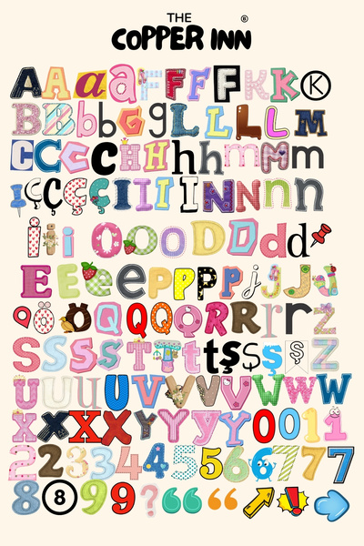 The Copper Inn Renkli alfabe set harf rakam etiketi ajanda bullet journal çık...