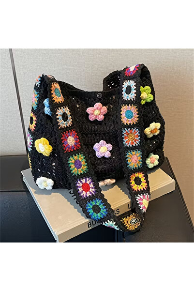 Dilekita Bohemian Style Handmade Knitted Tote Bag - Large Capacity