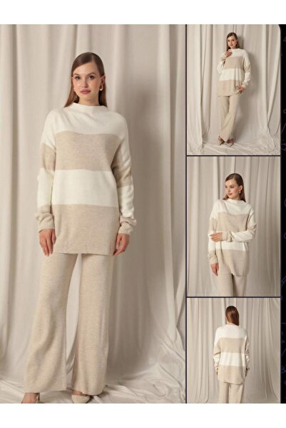 Abalı Yeni sezon kışlık triko 2li takım Durk park Nalan model