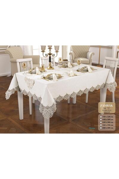 Cullinan Home طقم طعام زامبل من الكتان من السلسلة الخاصة، 26 قطعة، يتسع لـ 12...