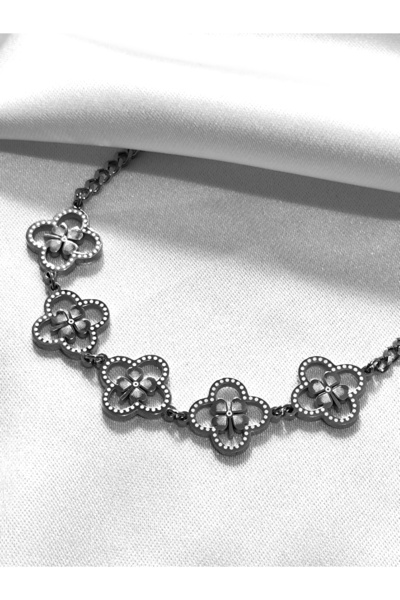DİAVENTA TAKI VE AKSESUAR 100% Steel Flower Chain Model 316L Steel Bracelet Does Not Tarnish Does Not Fade 17+5 cm 316L Steel Bracelet