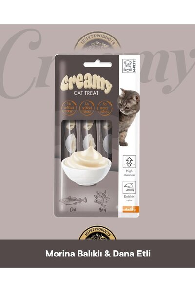 M-PETS Creamy Morina Balıklı & Biftekli Kedi Krema Ödül Maması 4x15 gr