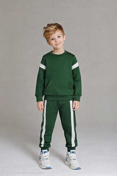 RONYPONY Момчешки комплект от горна и долна част на спортен екип с раирани де...