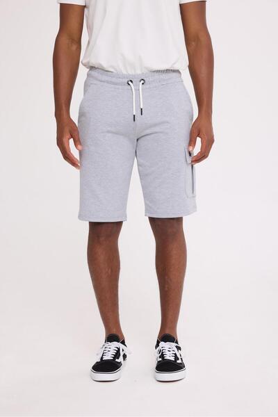 The Crow Cash cargo sweatshort gray melange polyester cotton shorts
