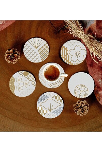 Twin Store 6 Pieces Patterned MDF Coasters