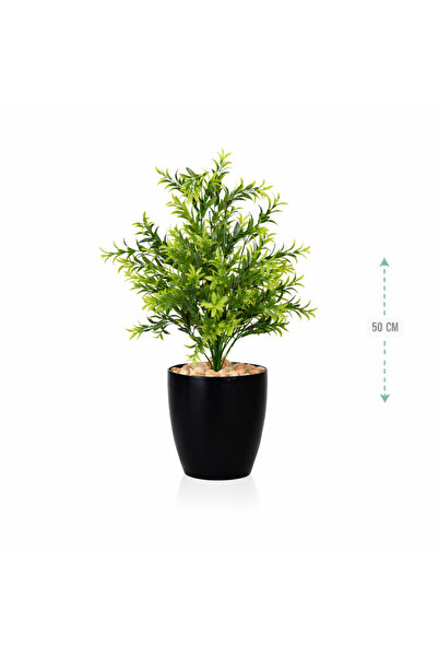 AMZOE Artificial green plant in a stylish black pot – 50 cm tall