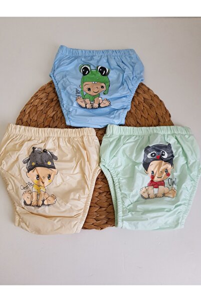 PİLEKİ BABY 3 Pieces 100% Cotton Inside Lining Towels, Waterproof (Training P...