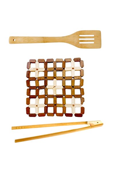 OEM Paleta bambus,30 cm,cu cleste bambus,30 cm si suport bambus,14,5x14,5 cm ptr tavi si oale bucatarie